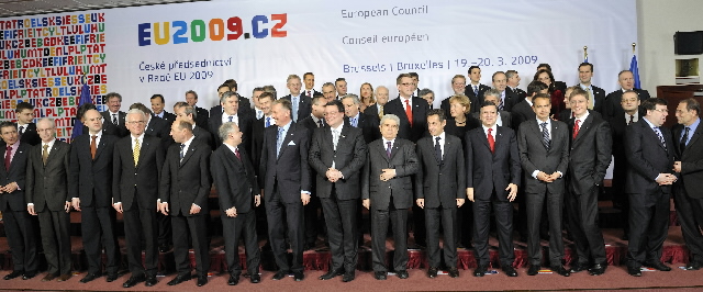 Stats- og regeringscheferne samlet til EU-topmødet. 