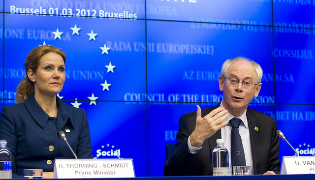 Statsminister, Helle Thorning-Schmidt, og formanden for Det Europæisk Råd, Herman Van Rompuy.  